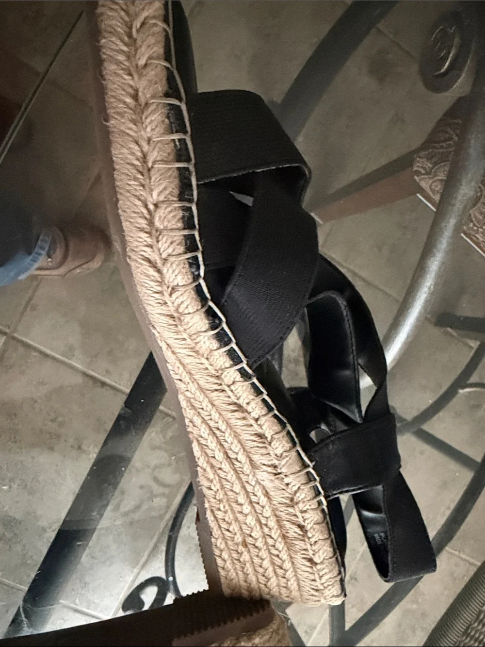 MeToo Black Cross-Strap Women's Espadrille Sandals